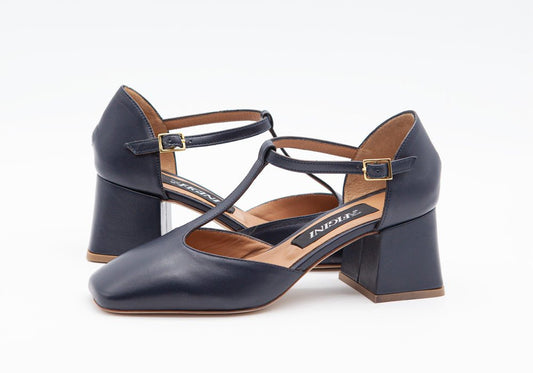 Figini - MaryJane con tacco di 5 cm in nappa Blu - Figini Milano