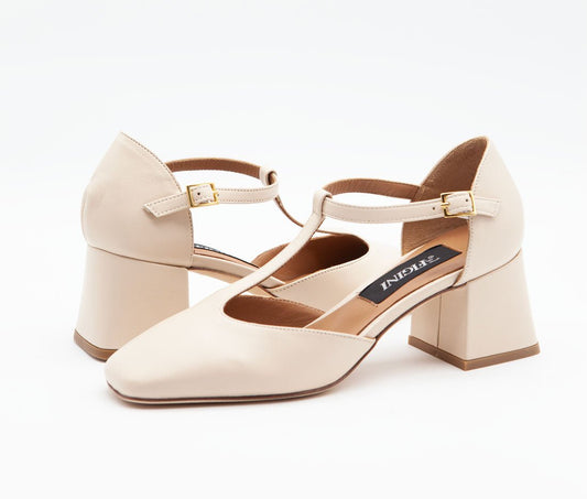 Figini - MaryJane con tacco di 5 cm in nappa Off - White - Figini Milano