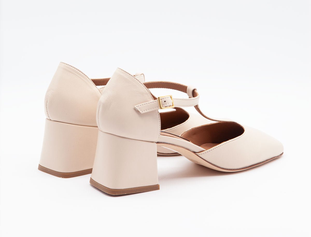 Figini - MaryJane con tacco di 5 cm in nappa Off - White - Figini Milano