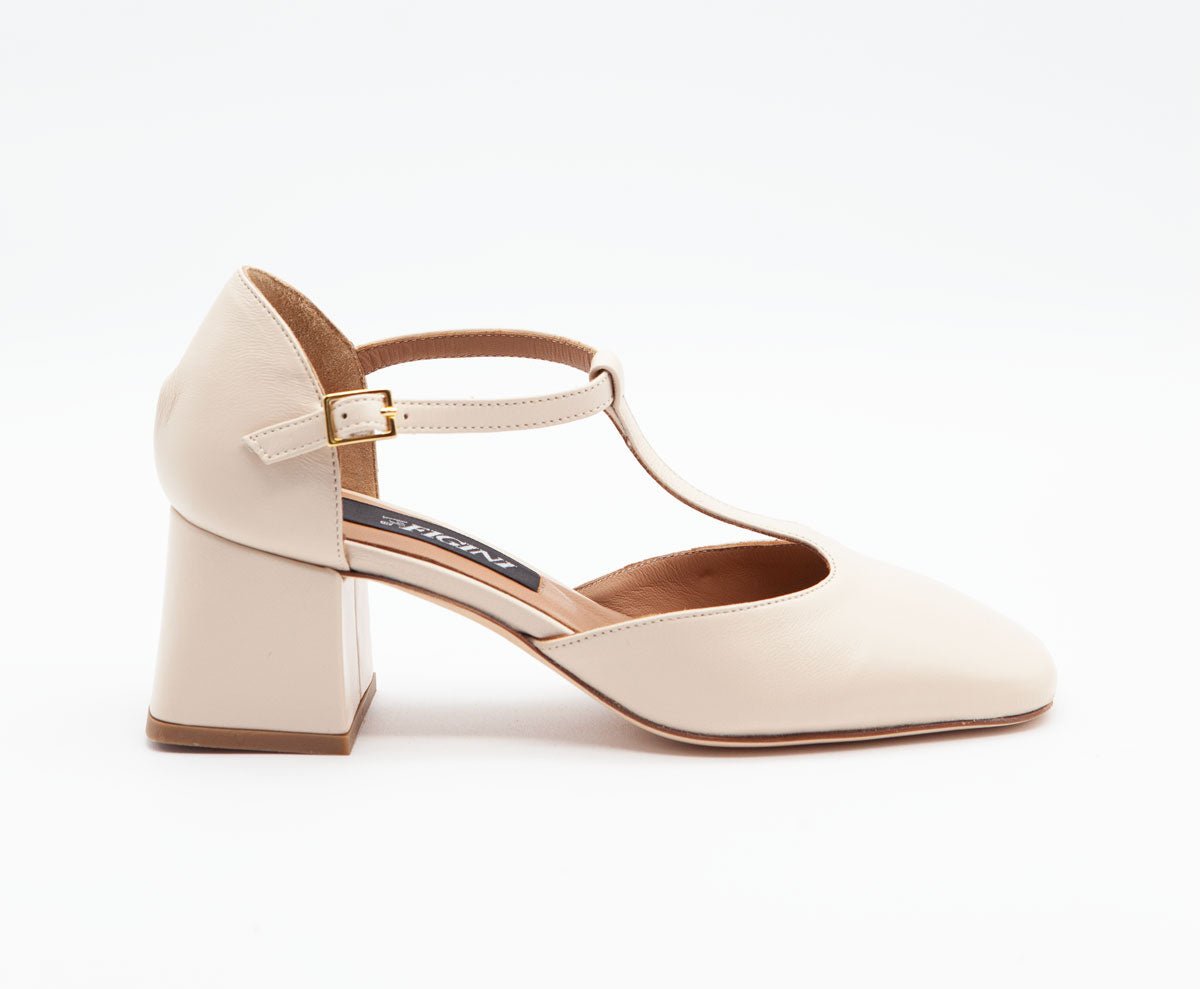 Figini - MaryJane con tacco di 5 cm in nappa Off - White - Figini Milano