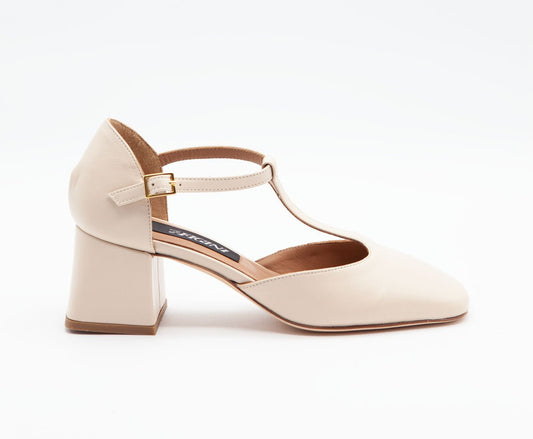 Figini - MaryJane con tacco di 5 cm in nappa Off - White - Figini Milano