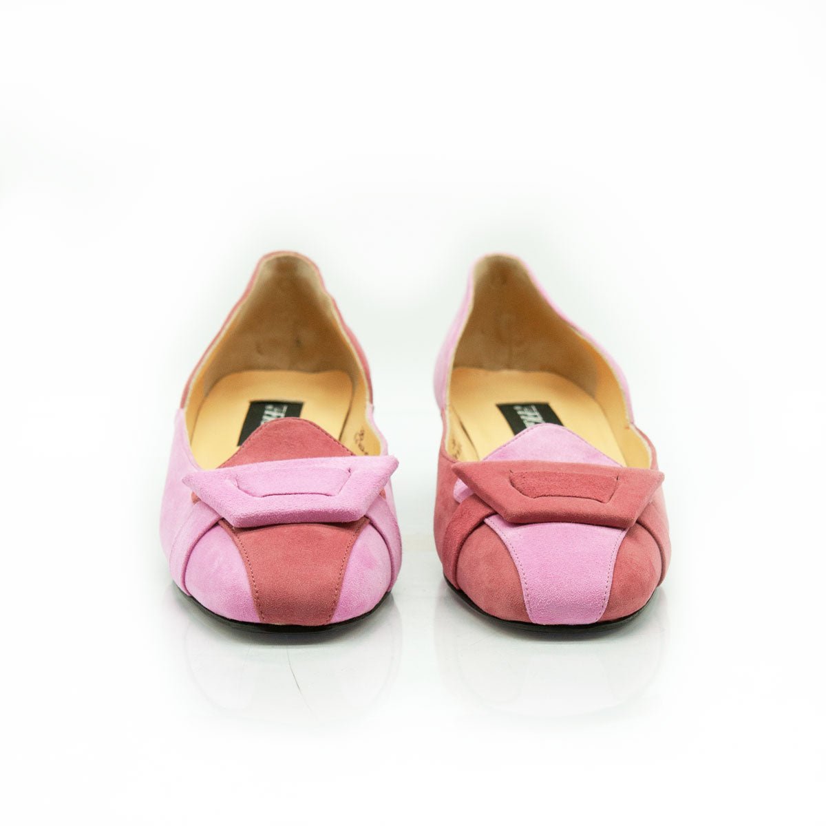 Figini - Mocassini asimmetrici con tacco 3 cm in camoscio rosa - Figini Milano