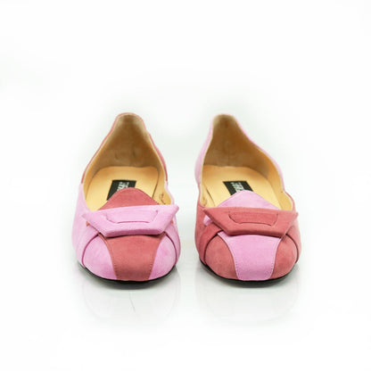 Figini - Mocassini asimmetrici con tacco 3 cm in camoscio rosa - Figini Milano