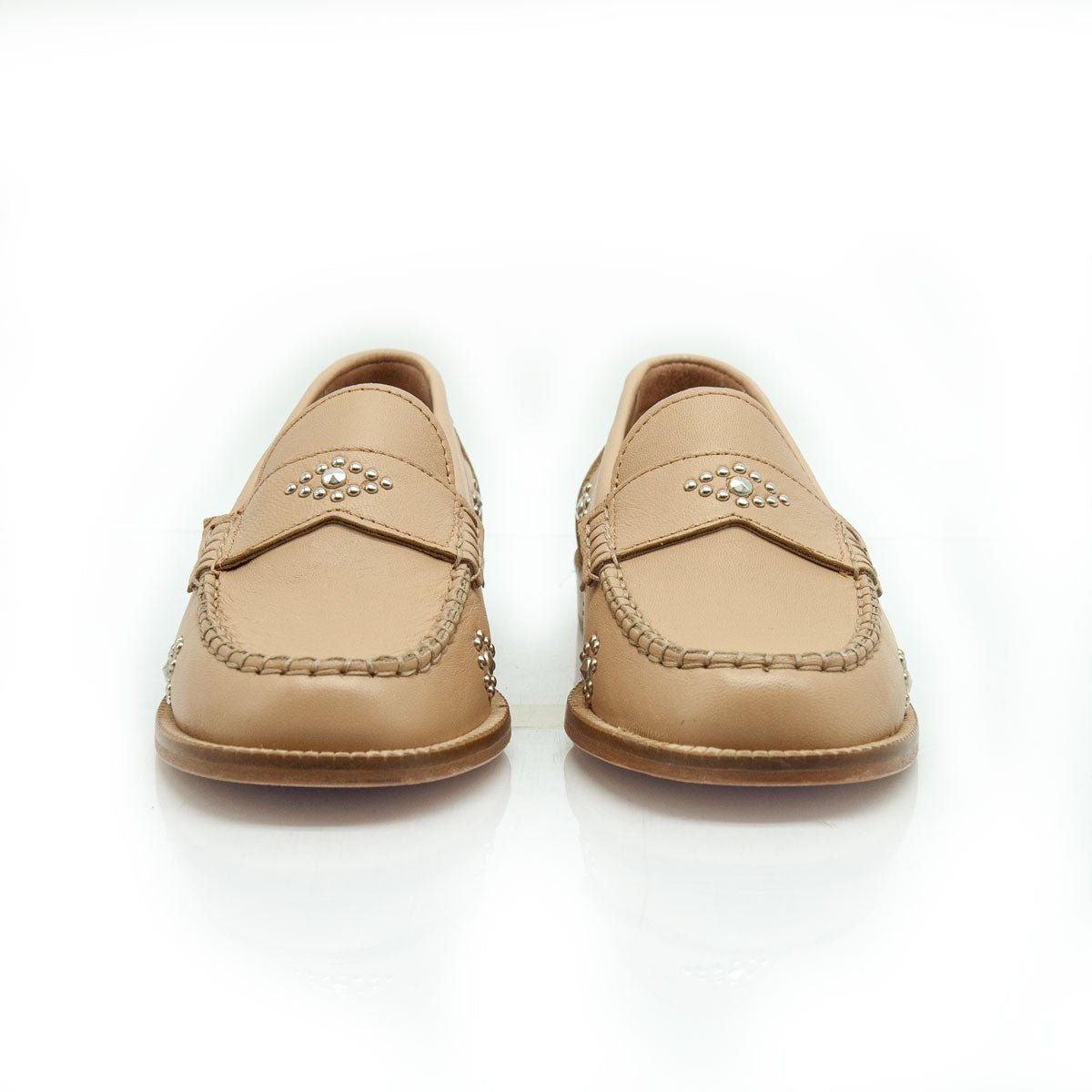 Figini - Mocassini borchiati in pelle taupe taupe - Figini Milano