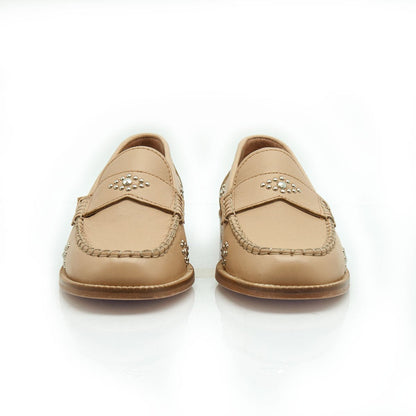 Figini - Mocassini borchiati in pelle taupe taupe - Figini Milano