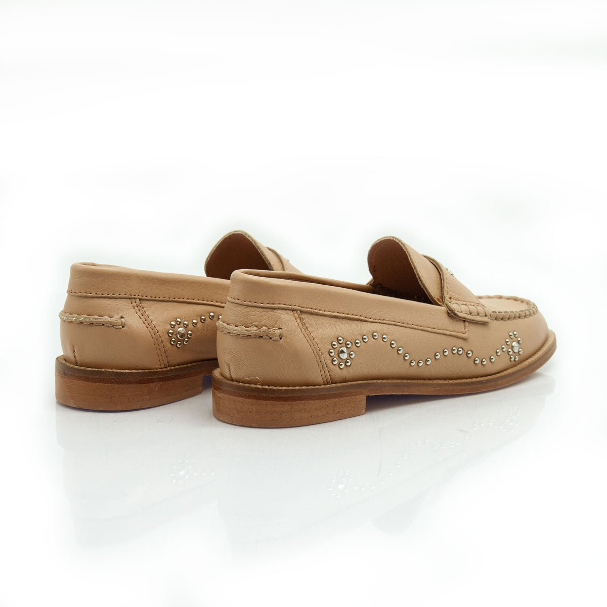 Figini - Mocassini borchiati in pelle taupe taupe - Figini Milano