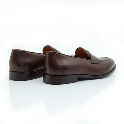 Figini - Mocassini Classici con Suola Cuoio in Vitello Marrone Anticato - Figini Milano
