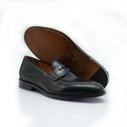 Figini - Mocassini Classici con Suola Cuoio in Vitello Nero - Figini Milano