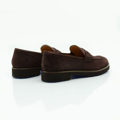 Figini - Mocassini College con fondo gomma in camoscio testa moro - Figini Milano