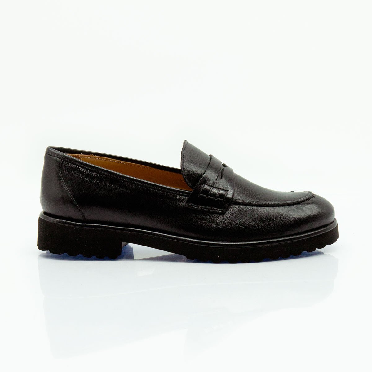 Figini - Mocassini College con fondo gomma in nappa nera - Figini Milano