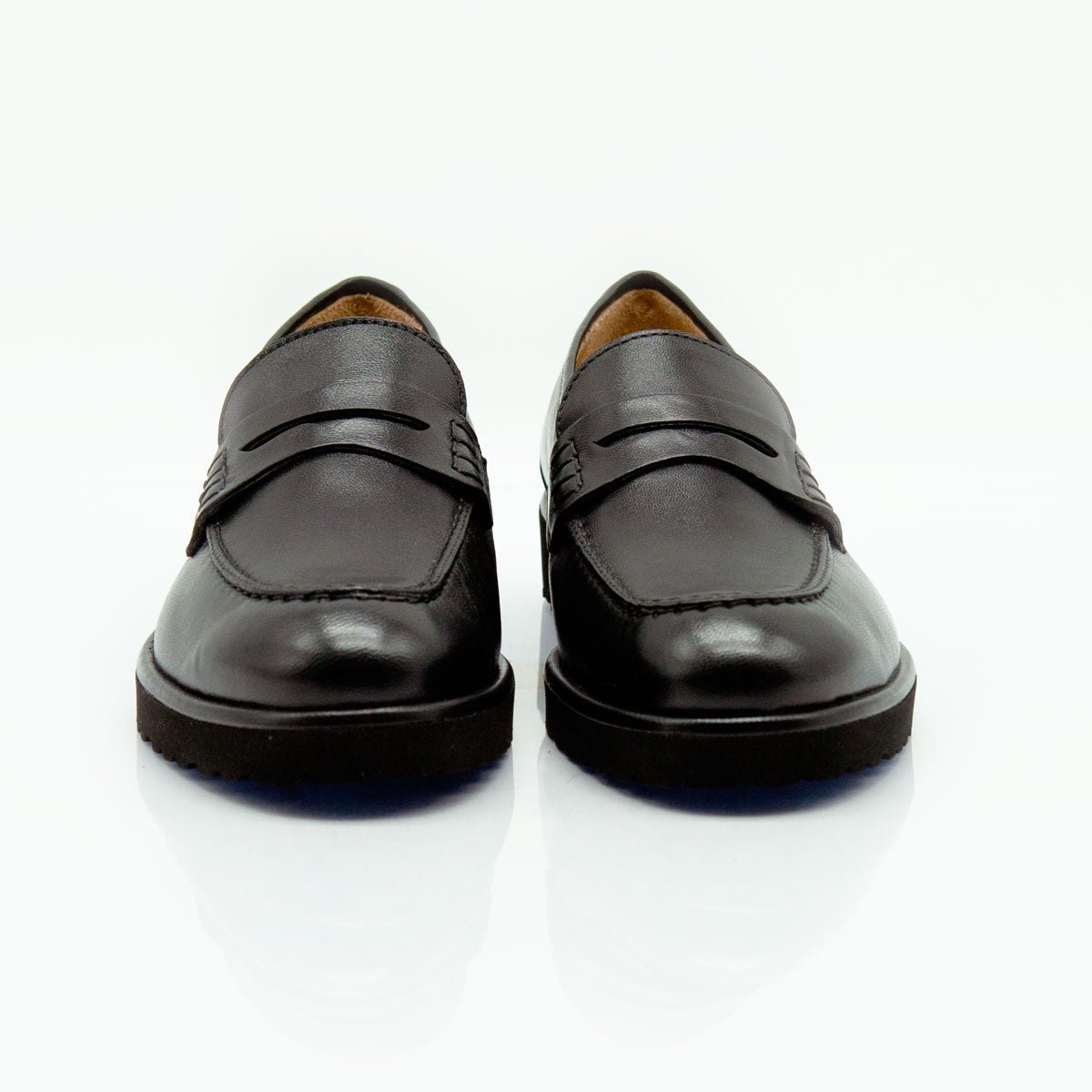 Figini - Mocassini College con fondo gomma in nappa nera - Figini Milano