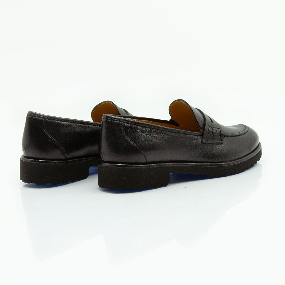 Figini - Mocassini College con fondo gomma in nappa nera - Figini Milano