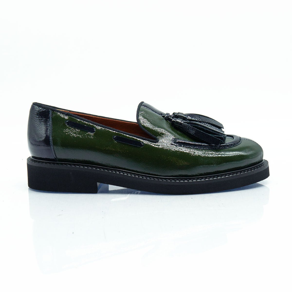 Figini - Mocassini con fiocchetti in vernice bicolore blu e verde - Figini Milano