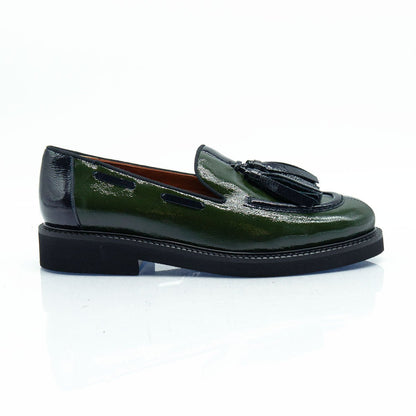 Figini - Mocassini con fiocchetti in vernice bicolore blu e verde - Figini Milano