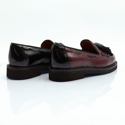 Figini - Mocassini con fiocchetti in vernice bicolore nero e bordeaux - Figini Milano
