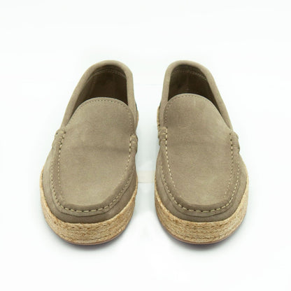 Figini - Mocassini con fondo corda in camoscio tortora - Figini Milano