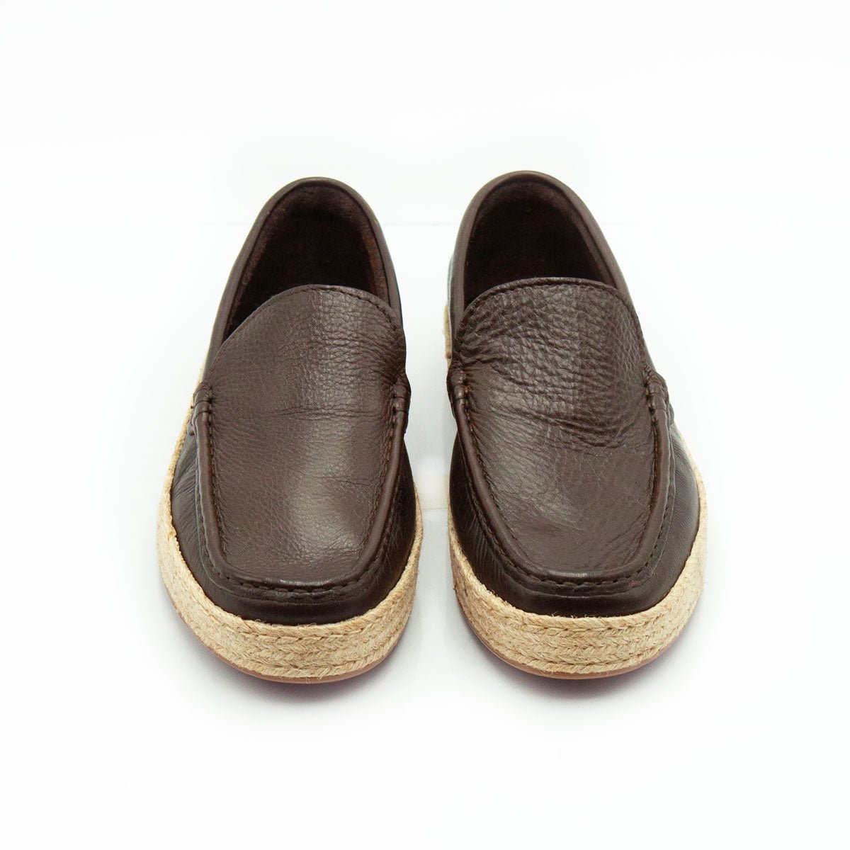 Figini - Mocassini con fondo corda in vitello martellato testa di moro - Figini Milano