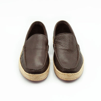 Figini - Mocassini con fondo corda in vitello martellato testa di moro - Figini Milano