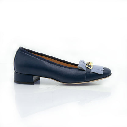 Figini - Mocassini con frangia e catena in nappa blu - Figini Milano