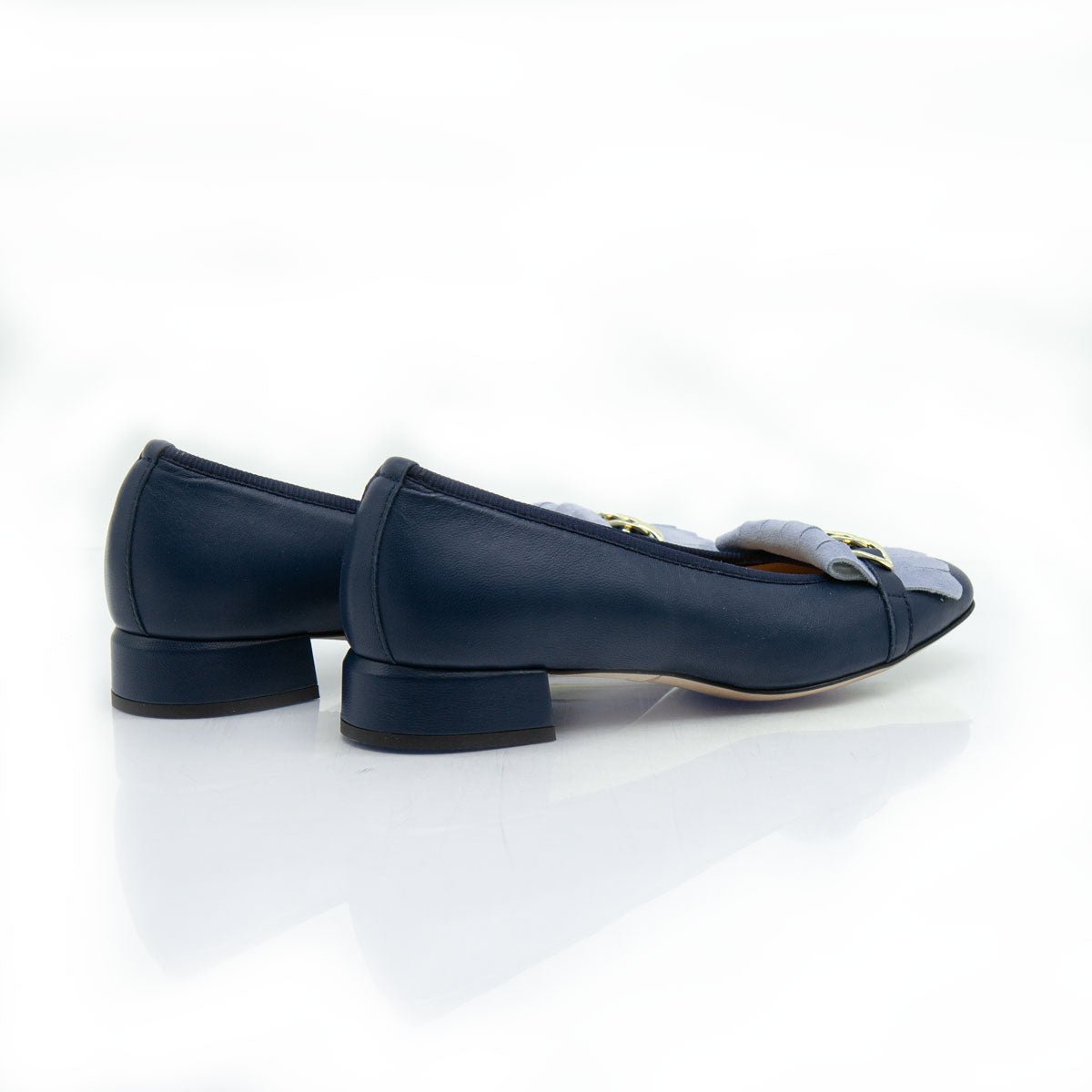 Figini - Mocassini con frangia e catena in nappa blu - Figini Milano
