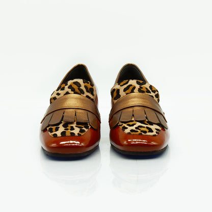 Figini - Mocassini con frangia in vernice e pony maculato - Figini Milano