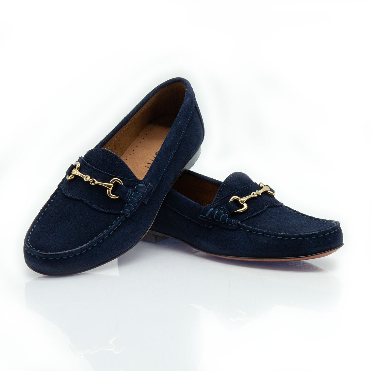 Figini - Mocassini con Morsetto in Camoscio Blu - Figini Milano