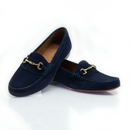 Figini - Mocassini con Morsetto in Camoscio Blu - Figini Milano