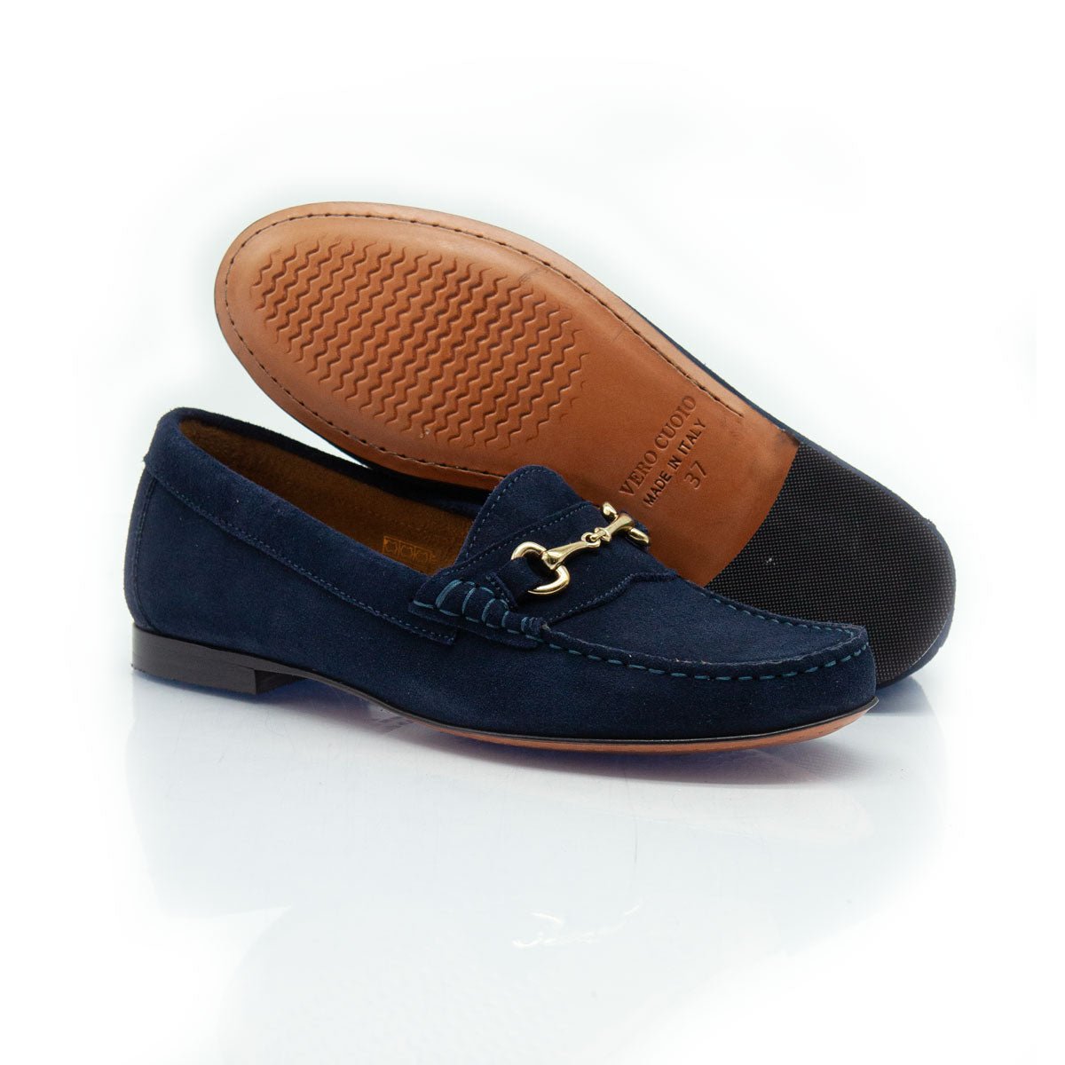 Figini - Mocassini con Morsetto in Camoscio Blu - Figini Milano