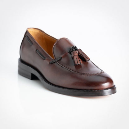 Figini - Mocassini con Nappine e suola in cuoio in vitello Marrone - Figini Milano