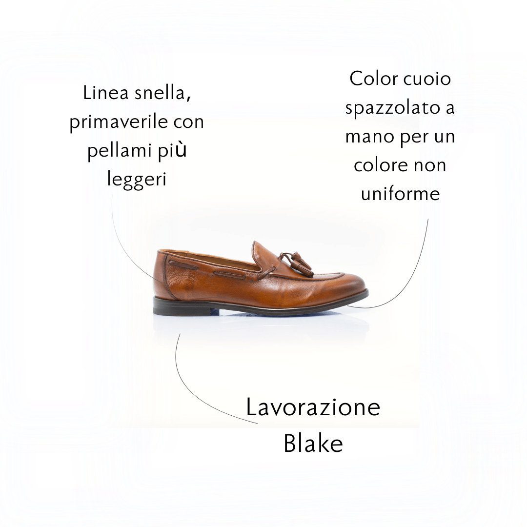 Figini - Mocassini con Nappine in vitello invecchiato cuoio - Figini Milano