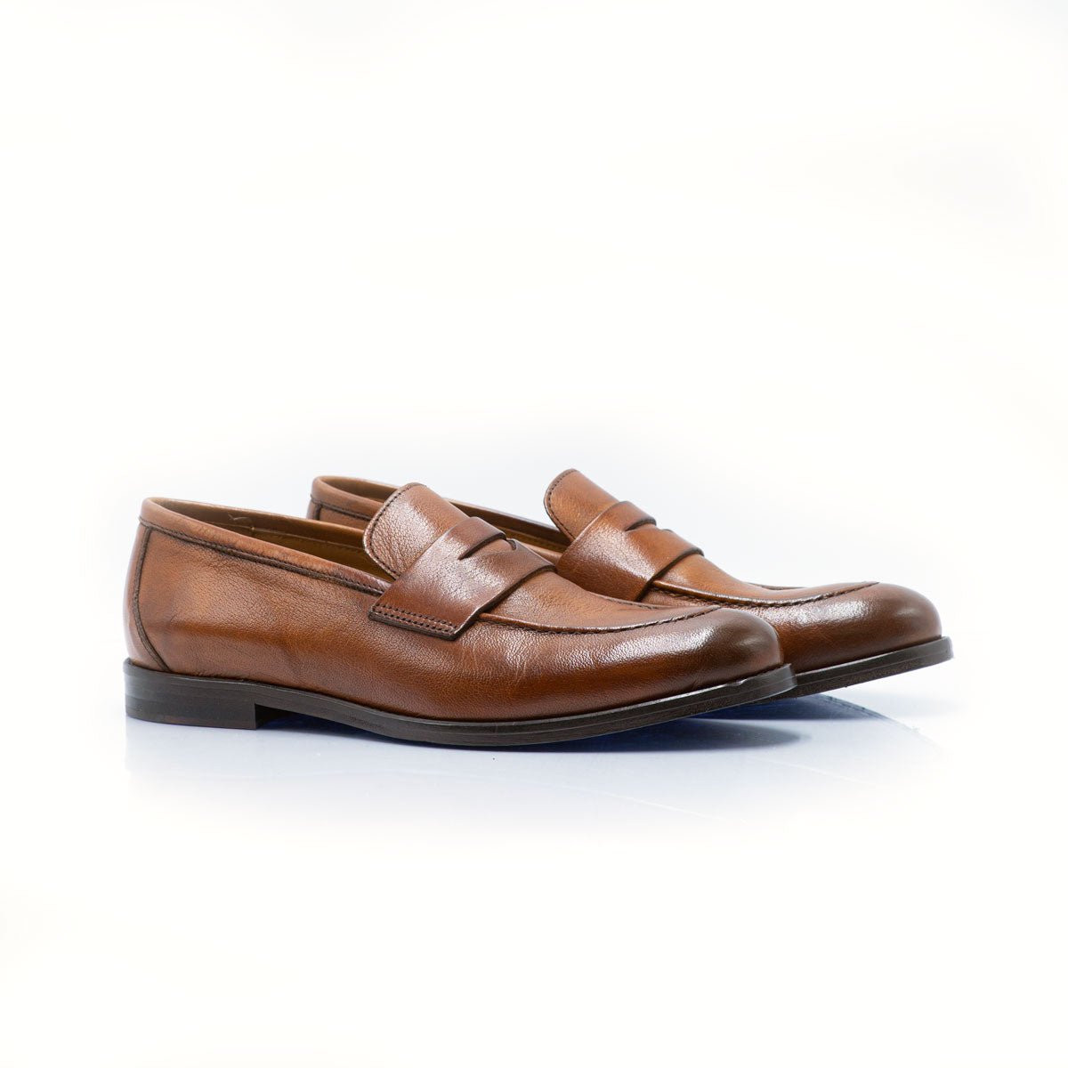 Figini - Mocassini con passante in vitello invecchiato cuoio - Figini Milano