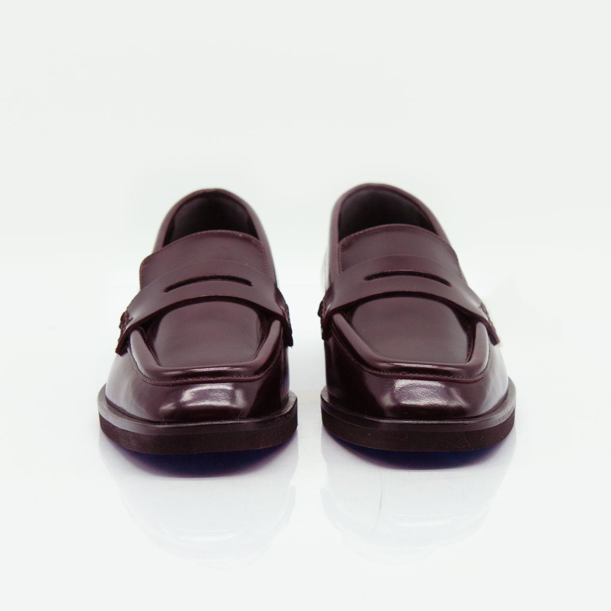 Figini - Mocassini con tacco 2 cm fondo gomma in vitello abrasivato bordeaux - Figini Milano