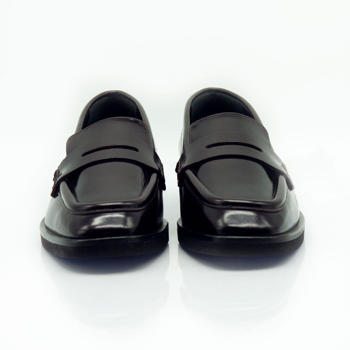 Figini - Mocassini con tacco 2 cm fondo gomma in vitello abrasivato nero - Figini Milano