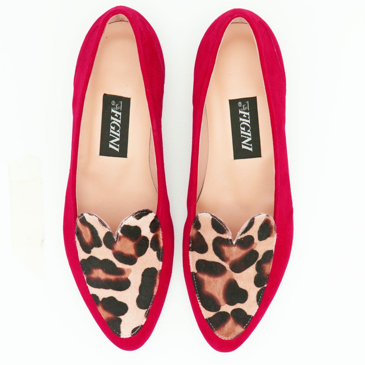 Figini - Mocassini Cuore con tacco 2 cm in camoscio rosso - Figini Milano