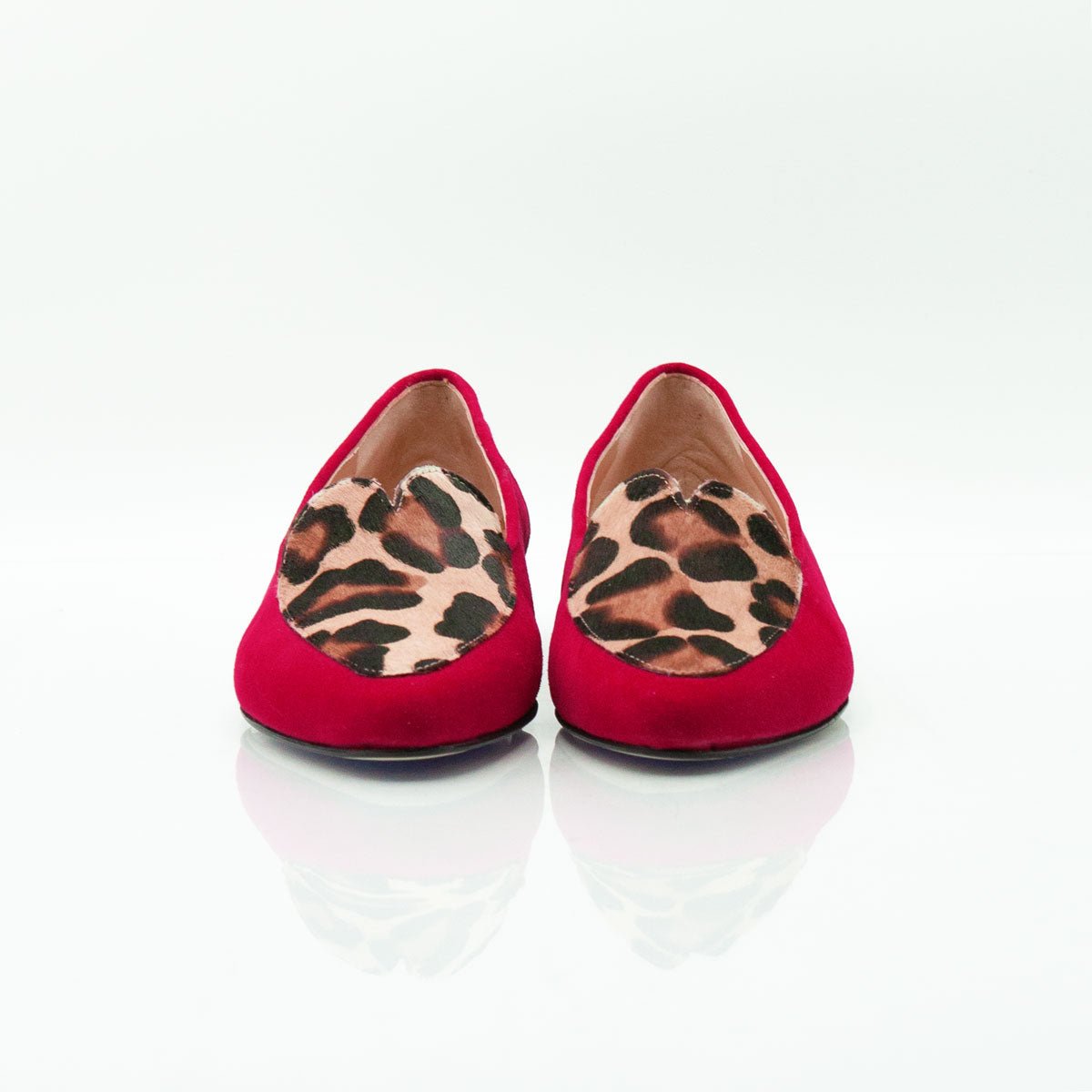 Figini - Mocassini Cuore con tacco 2 cm in camoscio rosso - Figini Milano