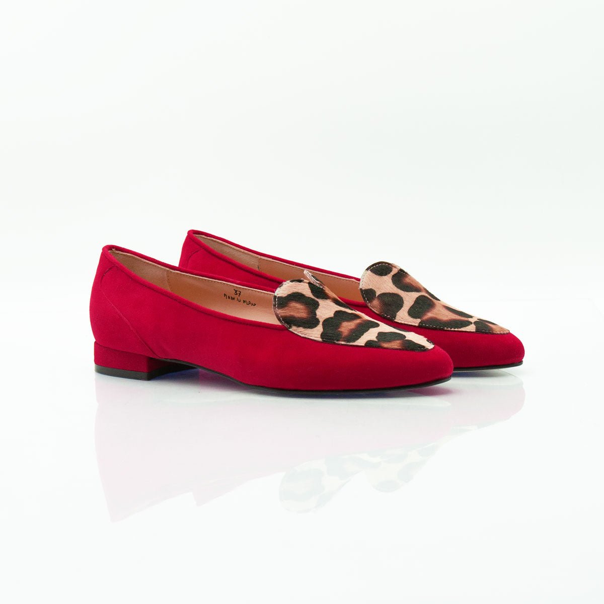 Figini - Mocassini Cuore con tacco 2 cm in camoscio rosso - Figini Milano