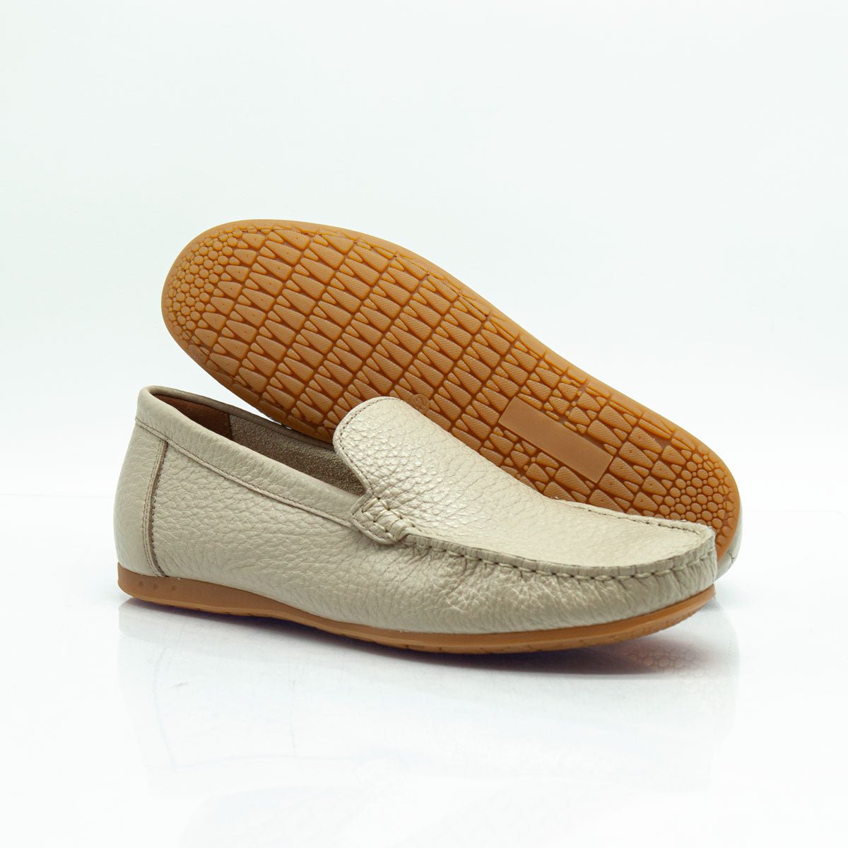 Figini - Mocassini Driver sfoderati in Vitello Bottalato Beige - Figini Milano