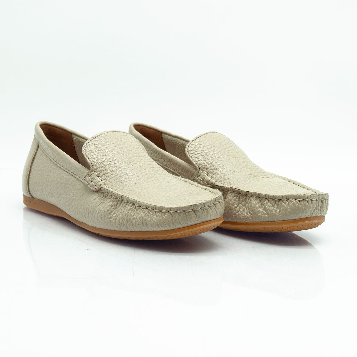 Figini - Mocassini Driver sfoderati in Vitello Bottalato Beige - Figini Milano