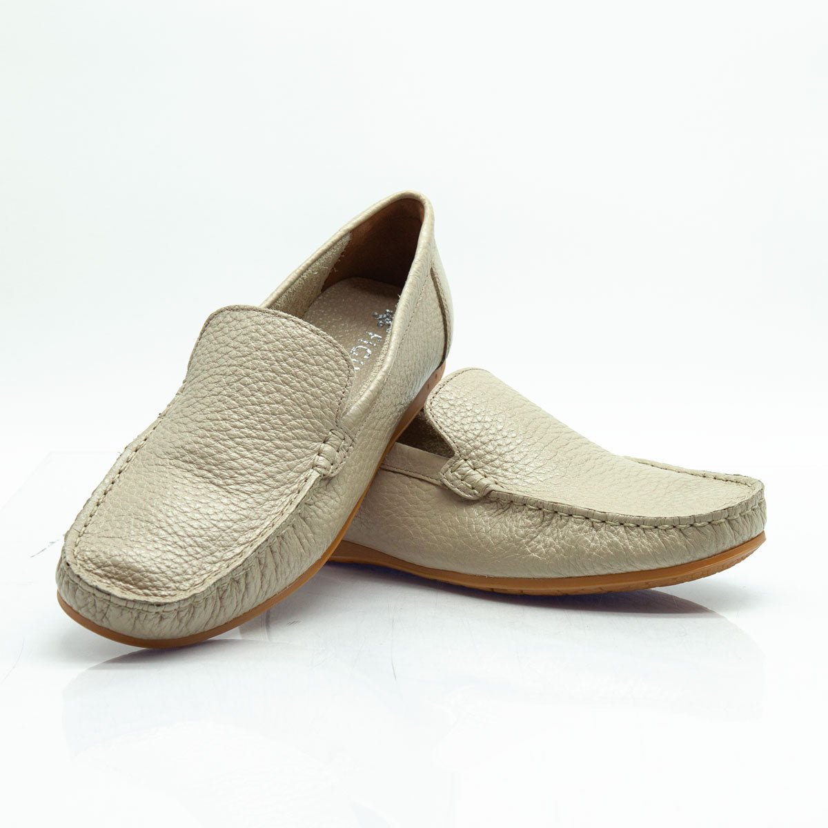 Figini - Mocassini Driver sfoderati in Vitello Bottalato Beige - Figini Milano