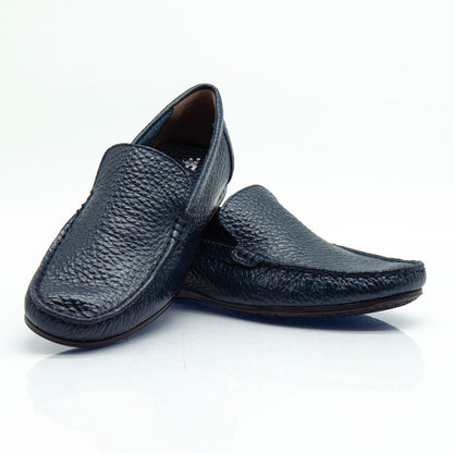 Figini - Mocassini Driver sfoderati in Vitello Bottalato Blu - Figini Milano