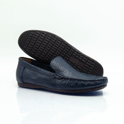 Figini - Mocassini Driver sfoderati in Vitello Bottalato Blu - Figini Milano