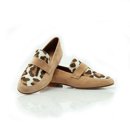 Figini - Mocassini in animalier maculato e camoscio beige - Figini Milano