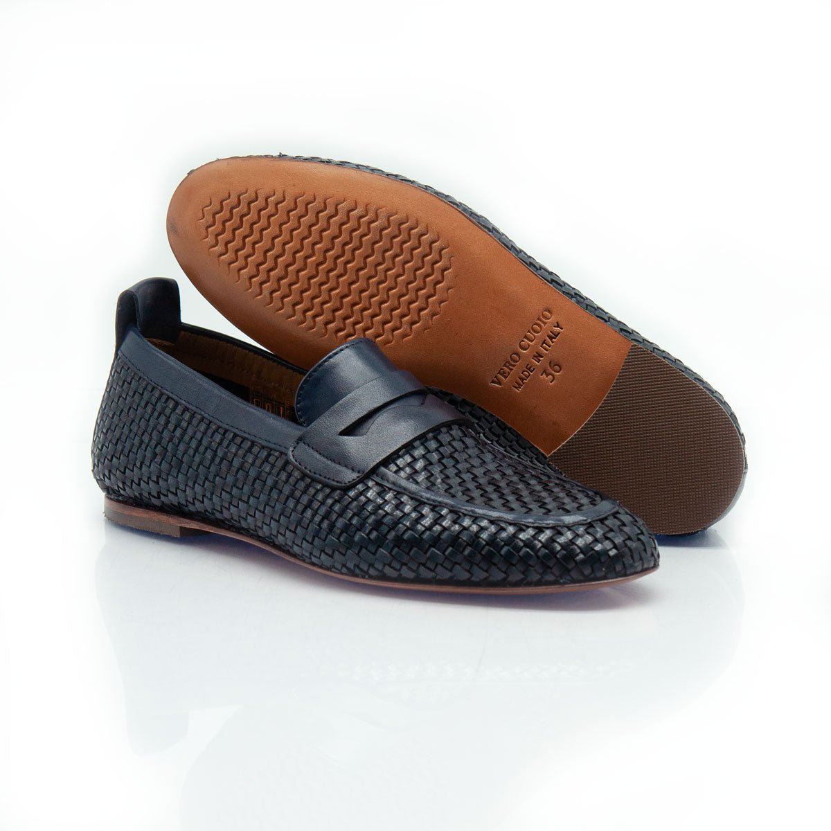 Figini - Mocassini Intrecciati in Nappa Blu - Figini Milano