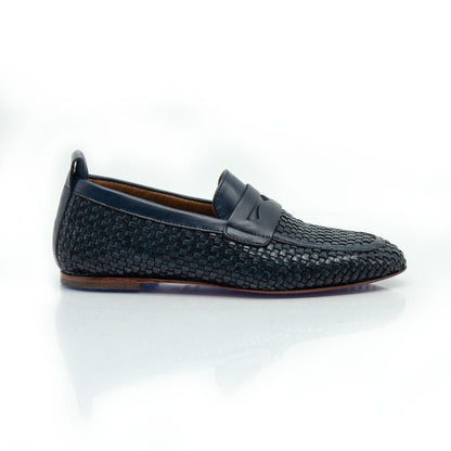 Figini - Mocassini Intrecciati in Nappa Blu - Figini Milano