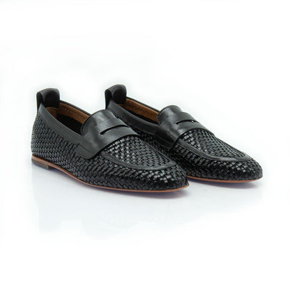 Figini - Mocassini Intrecciati in Nappa Nero - Figini Milano