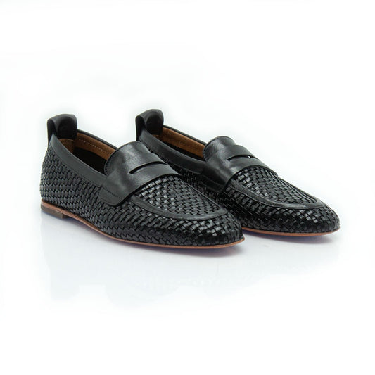 Figini - Mocassini Intrecciati in Nappa Nero - Figini Milano