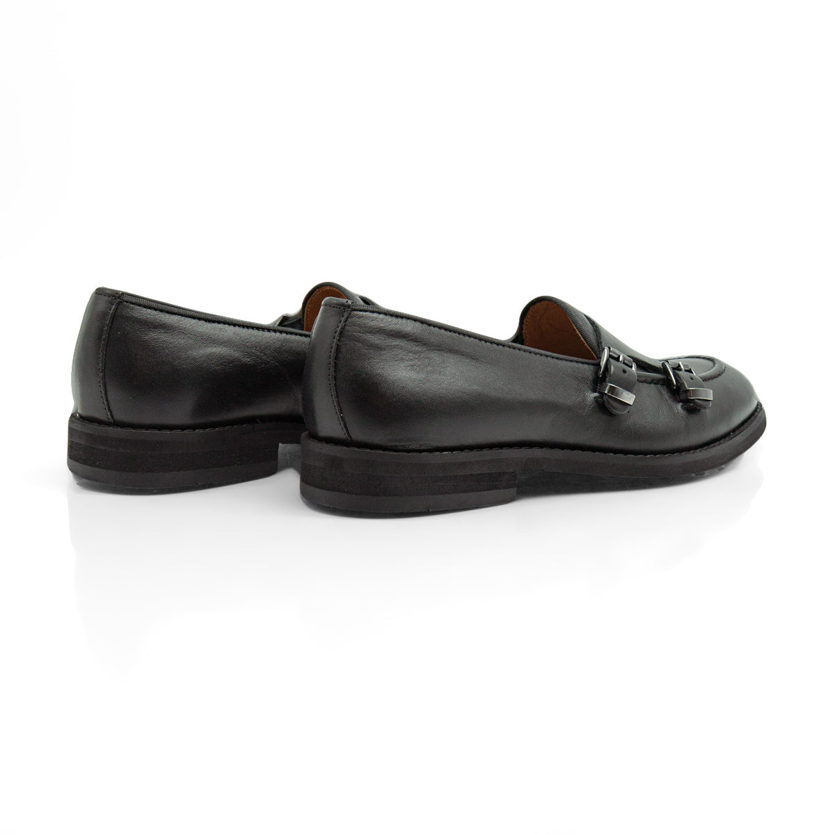 Figini - Mocassini monk doppia fibbia in vitello nero - Figini Milano