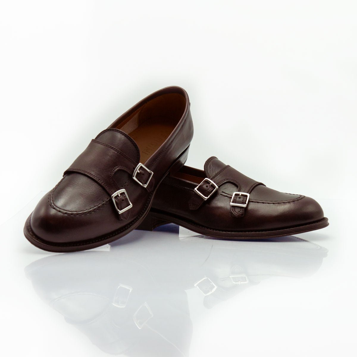 Figini - Mocassini monk in vitello testa di moro - Figini Milano