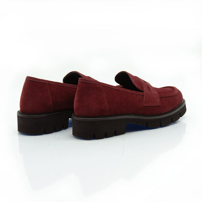 Figini - Mocassini passante con fondo gomma in camoscio bordeaux - Figini Milano