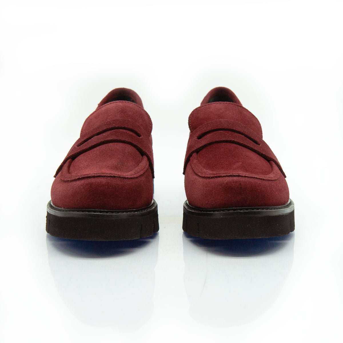 Figini - Mocassini passante con fondo gomma in camoscio bordeaux - Figini Milano